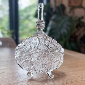 Vintage Anna Hutte Bleikristall 24% Lead Crystal 4-Footed Candy Dish W Germany